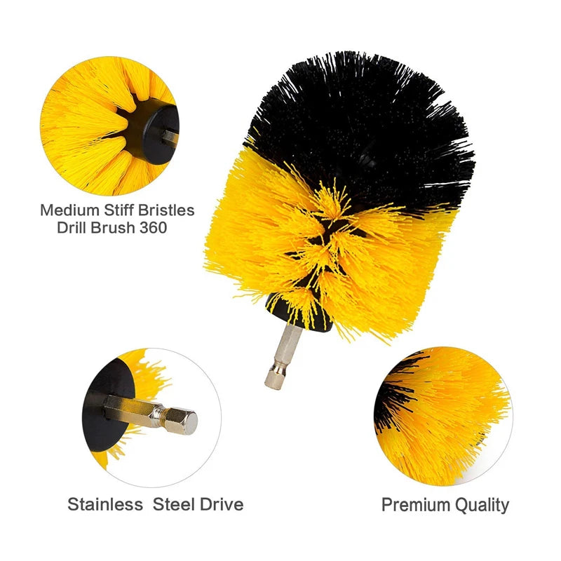 Car Cleaning Drill Brush Kit - 3 Attachments - QUARTER MILE